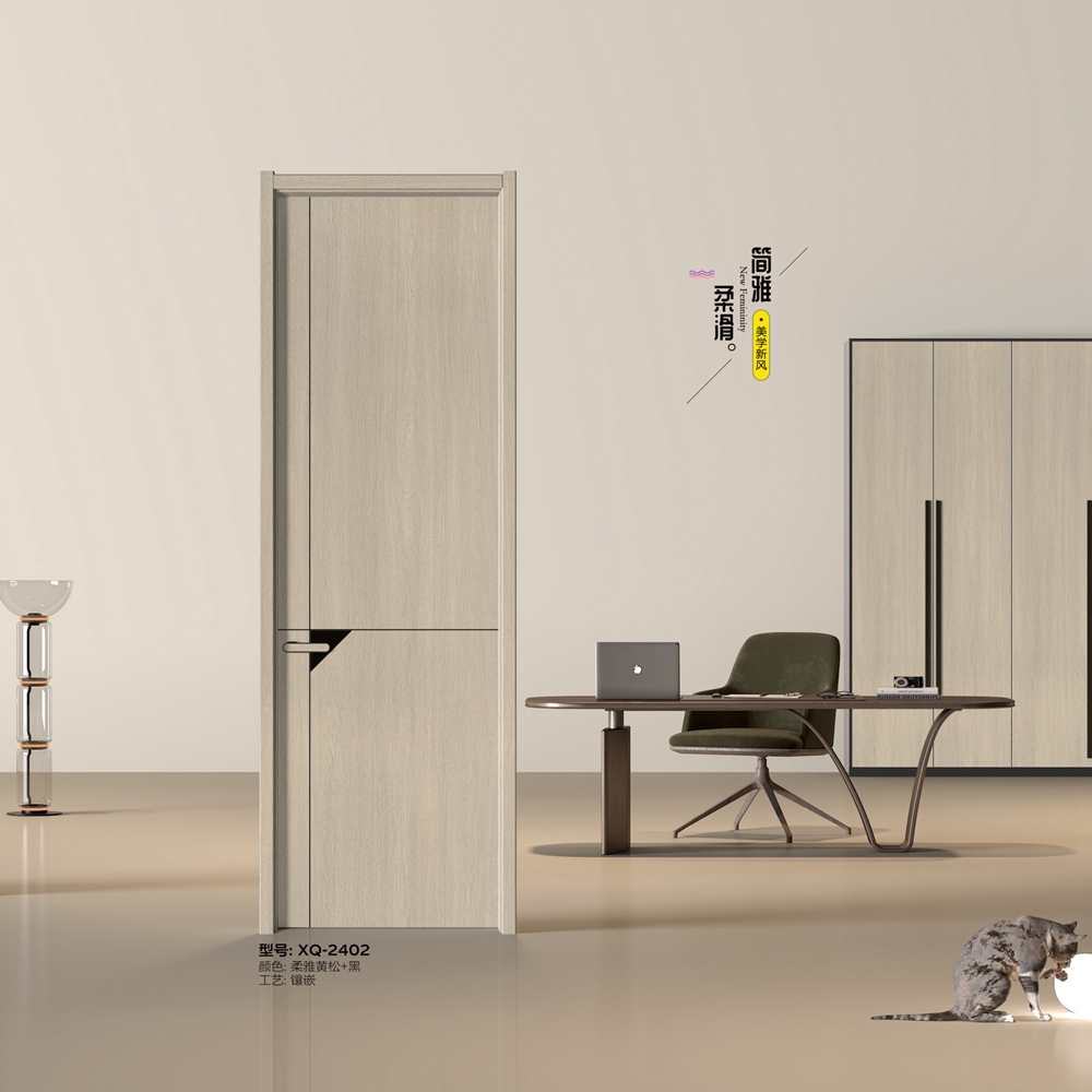 凱洛豪木門XQ-2402柔雅黃松+黑